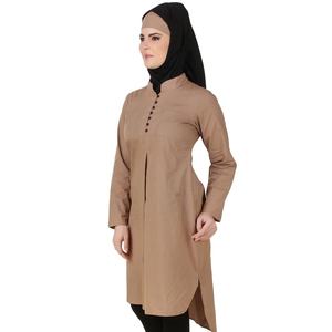 Tunique élégante en popeline de coton kaki Afnan Simple Fashion - Product Image 3