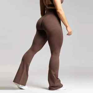 Leggings évasés en forme de V pour femmes, en nylon et élasthanne, pantalons de yoga de gymnastique à taille haute - Product Image 6