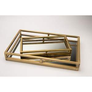 Juego de Bandejas Rectangulares de Latón Antiguo de Lujo, Bandejas Decorativas Modernas de Metal para Joyería, para Decoración del Hogar y Hoteles - Product Image 1