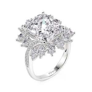 Bague de fiançailles Jeulia Vintage Halo Twist Cushion Cut en platine - Product Image 3