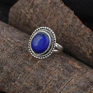 Usine en gros de haute qualité en argent Sterling 925 Lapis Lazuli Christian Respectueux de l'environnement fait à la main Bague de déclaration de forme ovale - Product Image 2