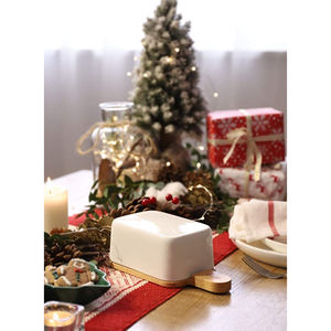 Fabuleux plats de service à beurre de table design en acier inoxydable avec couvercle en bois récipient à beurre fournitures de cuisine - Product Image 2