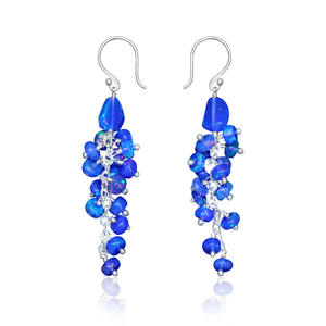Blue <b>Opal</b> Cluster Drop <b>Earrings</b> for Women 925 Sterling Silver Birthstone Jewelry Trendy for Parties Anniversary Engagement Gift - Product Image 1