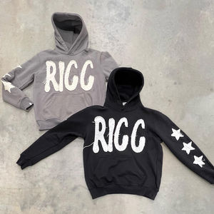 ODM Patchwork Hoodie Sweatpants Set Distress <b>Embroidery</b> Hoodies Set Unisex Distressed French Terry Sweatsuits Manufacturer - Product Image 5