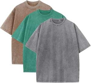 T-shirt Homme Oversize Uni Vintage Lavé à l'Acide 250 g/m² de Haute Qualité Nouvelle Tendance Poids Lourd - Product Image 1