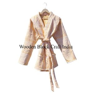 Handmade Cotton Kantha <b>Quilted</b> Jacket Indian Patchwork Floral Reversible Winter Women's Jackets Wholesale Jacket - Product Image 3