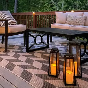 Portavelas texturizado en espacios de estilo Country Chic, portavelas de Metal con marco dorado minimalista para decoración contemporánea - Product Image 2