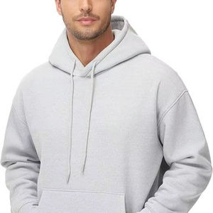 High Quality <b>Men's</b> Oversized Garment Dyed Fleece <b>Hoodie</b> with Front Puff Printed Logo Quick Dry Lined 340g Polyester/Cotton Blend - Product Image 1