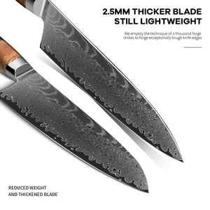 Vente en gros de coutellerie OEM ODM personnalisée Couteau de cuisine professionnel japonais en acier Damas avec manche en bois et résine - Product Image 6