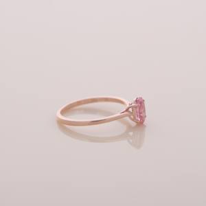 Anillo de Diamante Rosa Ovalado de 0.77ct Cultivado en Laboratorio, Oro Amarillo, Blanco y Rosa de 14K, Joyería de Compromiso Solitario - Product Image 4
