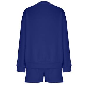 Conjunto de Sudadera con Capucha Extra Grande de Algodón para Mujer, Pantalones Cortos por Encima de la Rodilla, Tops Largos para Invierno, Conjunto de Dos Piezas a Juego, Camiseta y Pantalones Cortos 2026 - Product Image 3