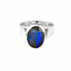 Anillo de Plata de Ley 925 con Engaste Clásico para Mujer, Gema de Labradorita con Corte Ovalado, Regalo Boho Perfecto para Bodas o Cumpleaños - Product Image 6