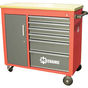 6-Drawer Counter <b>Trolley</b> with 1 Side Compartment 4 Wheels (2 Swivel and 1 with Brake)-999ga <b>Tool</b> Cabinets - Product Image 1