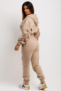 Best Quality Custom 2 Piece Women's Tracksuit Set With <b>Zip</b> Front Cropped Hoodie And Sweatpants Women's 2 Piece <b>Jogger</b> Set - Product Image 3