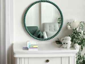 Gran espejo verde con cuentas, decoración de la habitación de los niños, inauguración de la casa y regalo del Día de la madre, espejo bohemio, decoración de la sala de estar, - Product Image 4