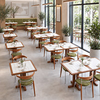 Ensemble de banquettes modernes pour restaurant, canapé rembourré avec tables et chaises en bois pour cafés, bistros et salons de thé