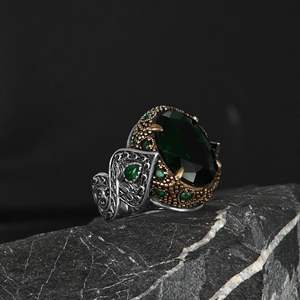 Azuris Men's 925 Sterling Silver Ottoman Style <b>Ring</b> with Natural Stone Direct From <b>Turkey</b> VALKH1925 Model Hot Sale - Product Image 4