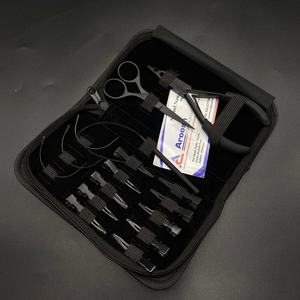 Le kit professionnel d'outils d'extensions de cheveux noirs mats comprend une séparation en boucle et une pince à deux trous pour les cheveux à double trame Remy Machine - Product Image 1