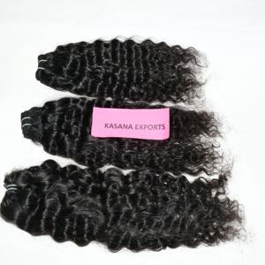 Vente en gros de paquets de cheveux Remy indiens vierges noirs naturels, tissage profond en vrac, vague naturelle humaine chimiquement non traitée pour femmes - Product Image 5