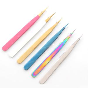 Pinzas de pestañas de colores con logotipo personalizado, pinzas de extensión de pestañas de acero inoxidable japonesas con tu propio nombre de marca - Product Image 2