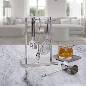 Juego de Herramientas de Bar Clásico de Acero Inoxidable con Base de Mármol, Perfecto para Cócteles Tradicionales, Bebidas de Whisky y Uso Diario en el Bar - Product Image 2