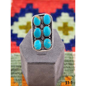 Bague ajustable artisanale du Sud-Ouest en turquoise Kingman, argent sterling et or rose 18 carats, sertie clos, cadeau pour pierres précieuses naturelles - Product Image 1