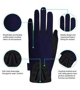Premium <b>Ladies</b> Equestrian Horse Riding <b>Gloves</b> Track Fabric Synthetic <b>Leather</b> Microvision International Brand Customizable Design - Product Image 4