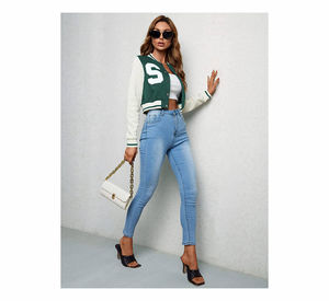 Custom Embroidered Logo Letterman Varsity Crop Jackets Women <b>Top</b> Selling Autumn Winter <b>Heated</b> Printed Waterproof Quilted Cotton - Product Image 2