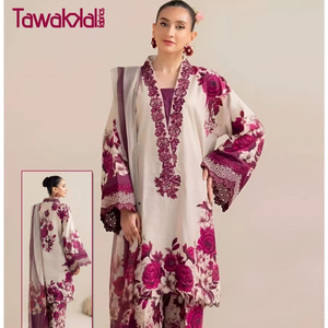 ชุดเสื้อพิมพ์ลายคาราจิยาวถึงเข่าไม่ยับง่ายไม่ยับย่นผ้าฝ้ายแท้หนาพิมพ์ลายเสื้อสไตล์ลำลอง - Product Image 4