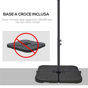 Pour parasol de jardin décentré avec base croisée et ouverture à manivelle Polyester et acier 294x193cm Gris - Product Image 6