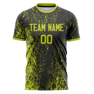 Men's Sublimated Soccer Jersey Crew Neck Short Sleeve Black Lime Green Team Name Moisture Wicking <b>Athletic</b> Fit - Product Image 3