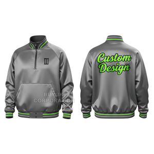 Custom Satin Waterproof Varsity Bomber <b>Jacket</b> Unisex Navy <b>Silver</b> Baseball Front Logo Embossed Printing Stand Collar Zipper - Product Image 3