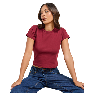 Camiseta corta de algodón de verano a la moda para mujer, camiseta informal de manga corta a la moda, ropa de calle elegante para mujer, venta al por mayor, diseño de logotipo personalizado - Product Image 3