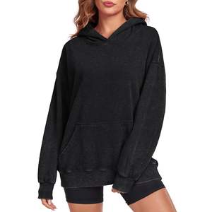 Sudadera Extra Grande de Estilo Vintage con Lavado Ácido, 400GSM, Hombros Caídos, Bolsillos Tipo Canguro, OEM, para Mujer, Uso Diario - Product Image 1