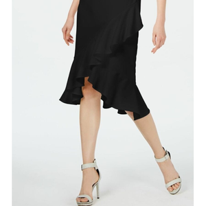 Abito da donna Calvin Klein senza maniche con balze e orlo avvolgente, nero, taglia XL - Traspirante, lavorato all'uncinetto, stile festa, lunghezza naturale fino al pavimento - Product Image 3