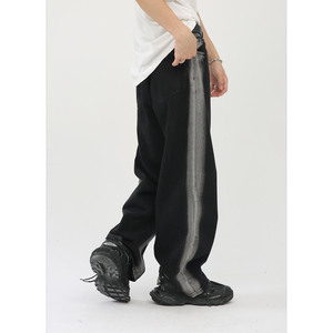 Pantalones Vaqueros de Mezclilla Personalizados para Hombre, 100% Algodón, Estilo Moderno, Lavados, Corte Recto, Pierna Ancha, Talla Grande, Holgados - Product Image 3