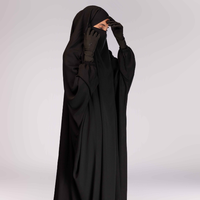 Nouvelles conceptions Abaya noire en polyester pour femmes musulmanes, grande taille, respirante, longueur ras du sol, vêtements traditionnels pour adultes