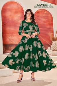 Nuevos Kurtis Anarkali de Rayón con Estampado Metálico para Mujer, Ropa Étnica Casual Lista para Usar para Festivales, Ropa India y Pakistaní Maruti - Product Image 3