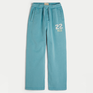 Custom Logo Printed 100% Cotton Lightweight Mid Waist Light Wash Quick Dry Breathable Straight <b>Oversized</b> Casual Sporty <b>Jogger</b> - Product Image 2