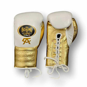 Gants de boxe en cuir véritable de qualité supérieure, personnalisés, à doigts complets, avec sangle de poignet réglable, fermeture à boucle et crochet, No Boxing No Life - Product Image 6