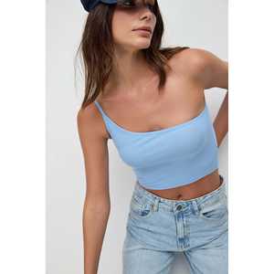 Chemise courte chic à bretelle unique pour femmes, haut en tricot à carreaux, coupe ajustée, longueur longue, taille XL, pour le bureau ou la saison d'automne - Product Image 2