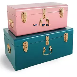 Lot de 2 boîtes de rangement design avec poignée solide de différentes tailles Boîte de rangement pour vêtements de décoration en laiton de la plus grande qualité - Product Image 5