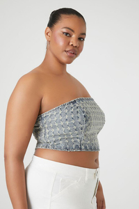 Nueva llegada más tamaño transpirable desgastado Denim Tube Top para mujer estilo Casual camisa al por mayor para fiesta precio barato - Product Image 2