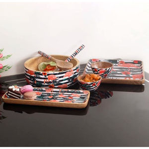 Hogar y utensilios de cocina Serverware Tazón de calidad superior Forma redonda Madera y Meena Cuencos para servir alimentos - Product Image 6