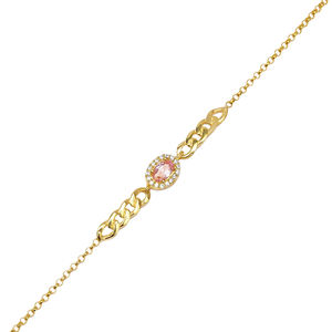 Rosa CZ piedra forma ovalada diseño encanto pulsera turco hecho a mano al por mayor 925 joyería de plata esterlina - Product Image 3