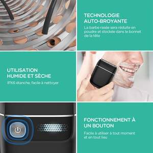Mini rasoir électrique portable pour hommes, rechargeable par USB, rasoir rotatif à double lame pour le visage, le cou, les joues, la tête - pour les voyages - Product Image 4