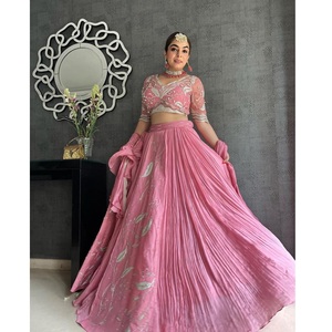 Dernier concepteur indien mariage Saree lourd exclusif Georgette Lehenga Choli avec broderie à la main pierre travail prix de gros - Product Image 1