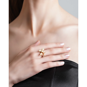 18K <b>Gold</b> Plated Stainless Steel Fashion Ring Tarnish Free Vintage <b>Number</b> Inlay - Product Image 2