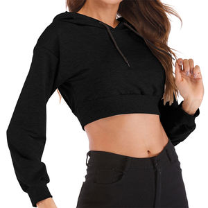 Sweat à capuche court et élégant à lacets pour femmes Sweat à capuche et sweat-shirt en polaire pour la mode décontractée et streetwear - Product Image 5