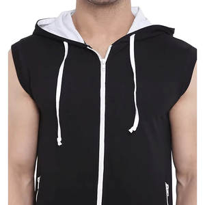 Basic Cotton Blended High Quality <b>Sleeveless</b> Gym <b>Hoodie</b> Men with Zipper Front Hand Pockets 100% Cotton for Winter Active Wear - Product Image 3